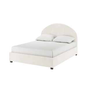 Lunia Double Boucle Gas Lift Storage Bed Frame in Cream White