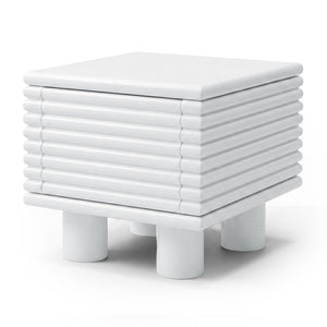 Serina Fluted Bedside Table in White