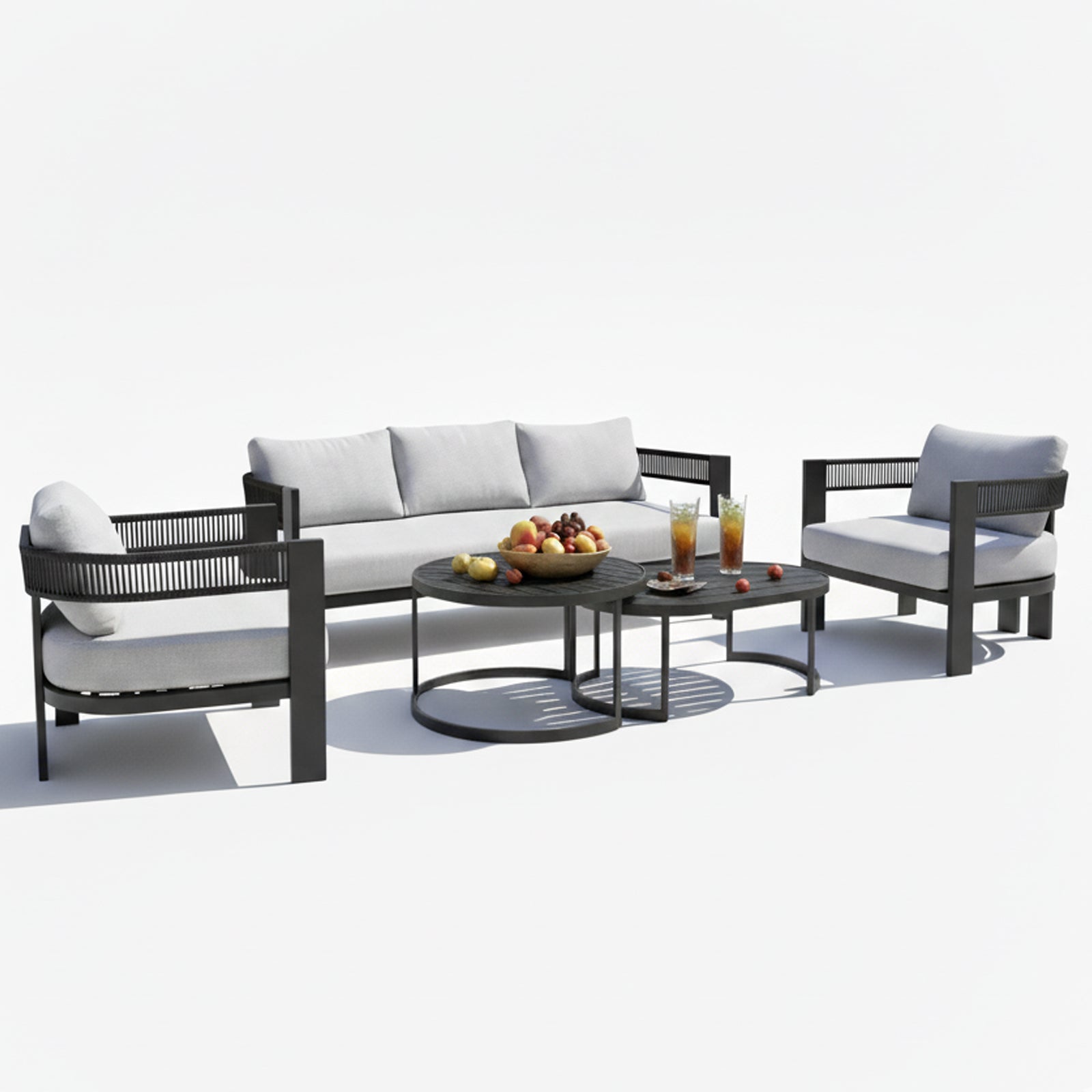 Sorrelle 5-Seater Curved Outdoor Sofa Set in Black – Luxo Living