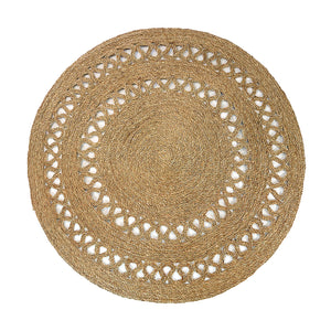 Sandra 180cm Round Textured Seagrass Indoor Rug in Natural