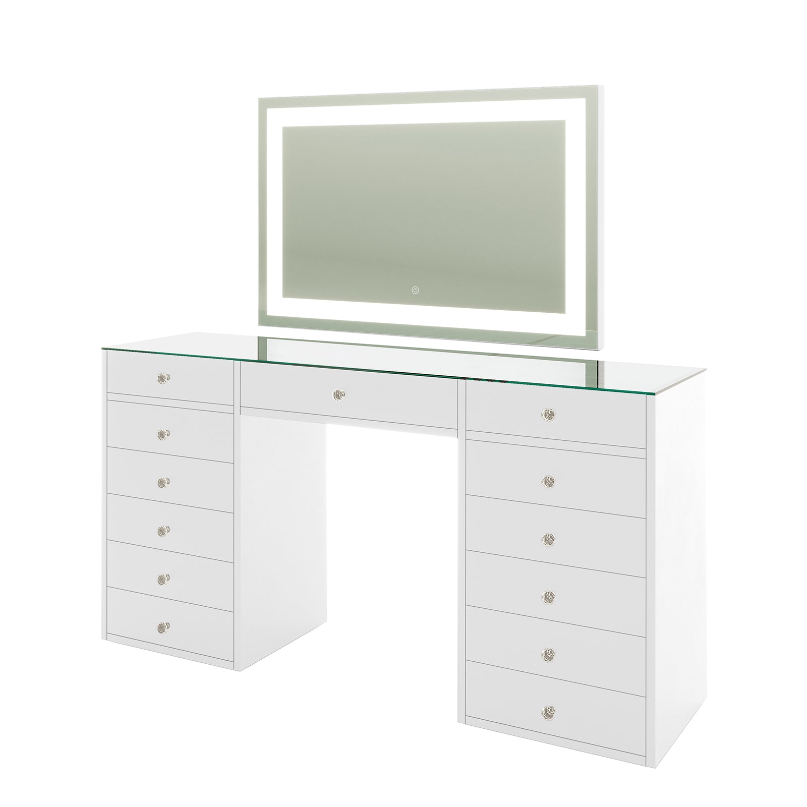 Adeline LED Mirror Storage Dressing Table in White – Luxo Living