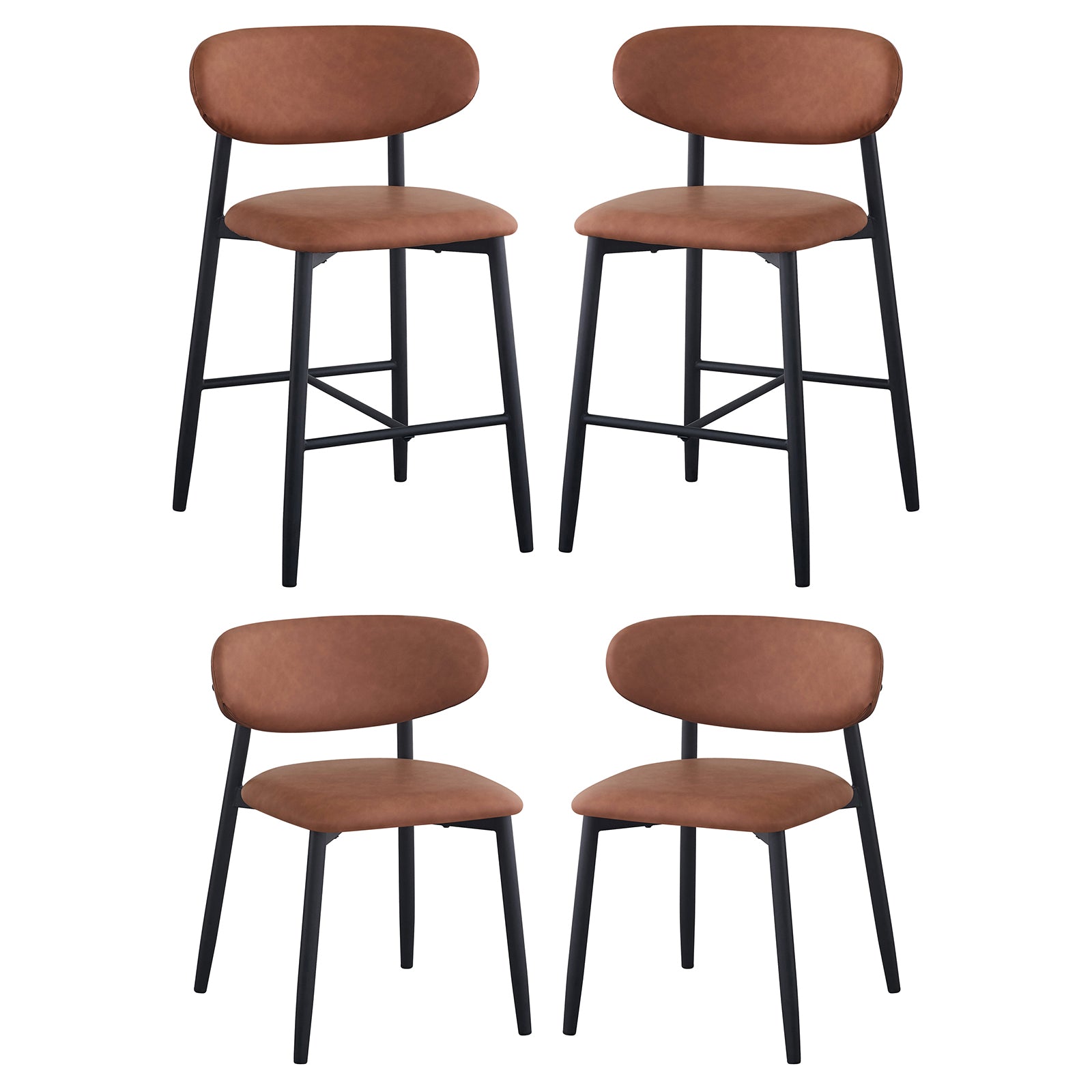 Audrey Curved Bar Stool Dining Chair Set of in Tan – Luxo Living