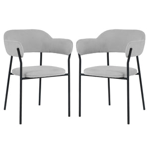 Clavin Fabric Dining Chair Set of 2 in Light Grey