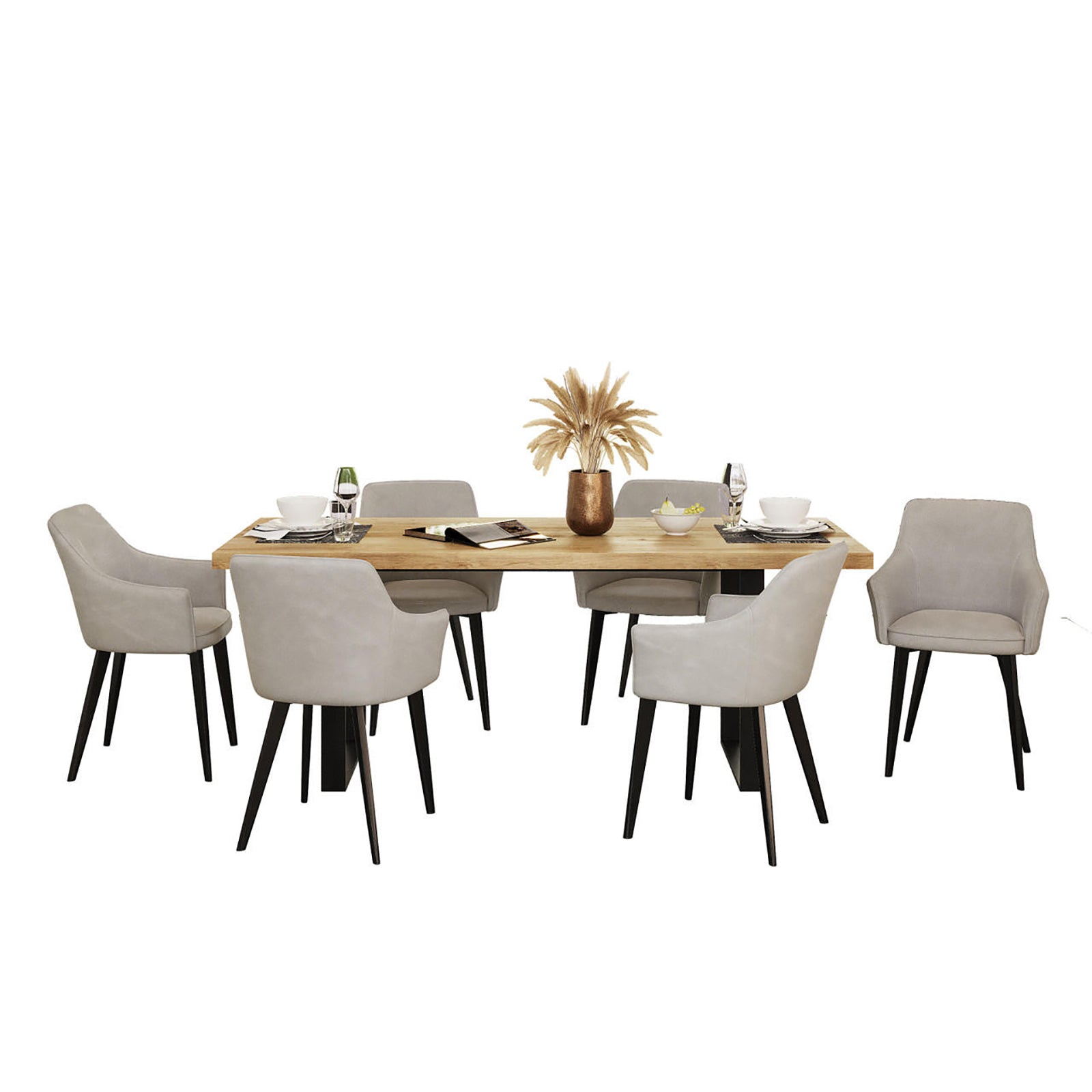 Ernest Ella Seater Industrial Dining Set in Light Grey – Luxo