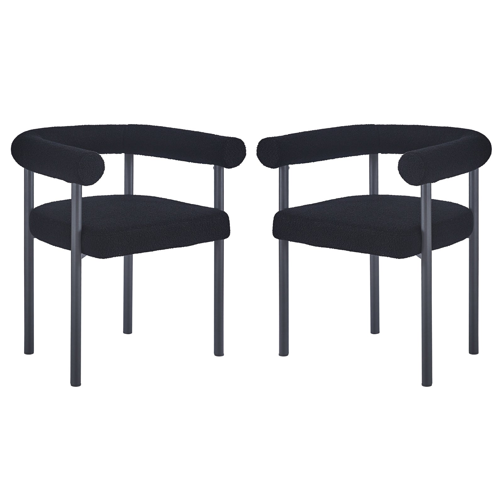 Ohio Curved Boucle Dining Chair Set of in Black – Luxo Living
