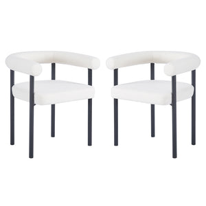 Ohio Curved Boucle Dining Chair Set of 2 in Cream
