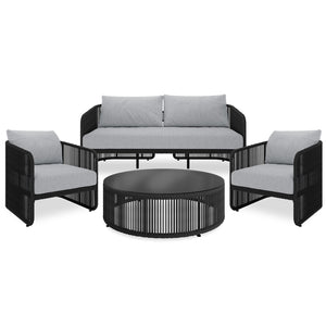 Solari 4 Seater Wicker Outdoor Sofa Set in Black