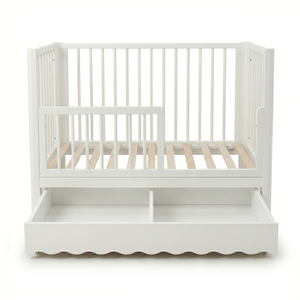 Cherish Solid Pine Baby Cot with Rail Set in White