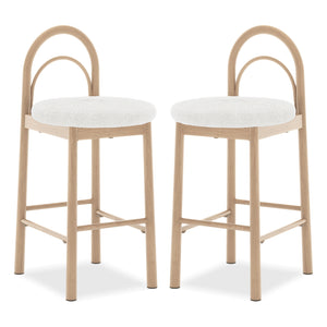 Sasha Arched Boucle Bar Stool in Cream White