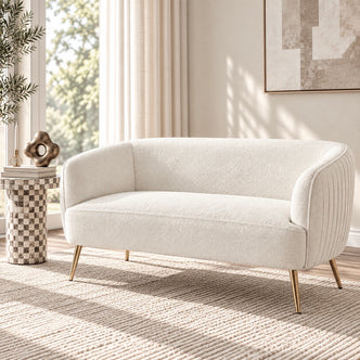 Evelyn 2 Seater Curved Boucle Sofa in Cream White alternate product view