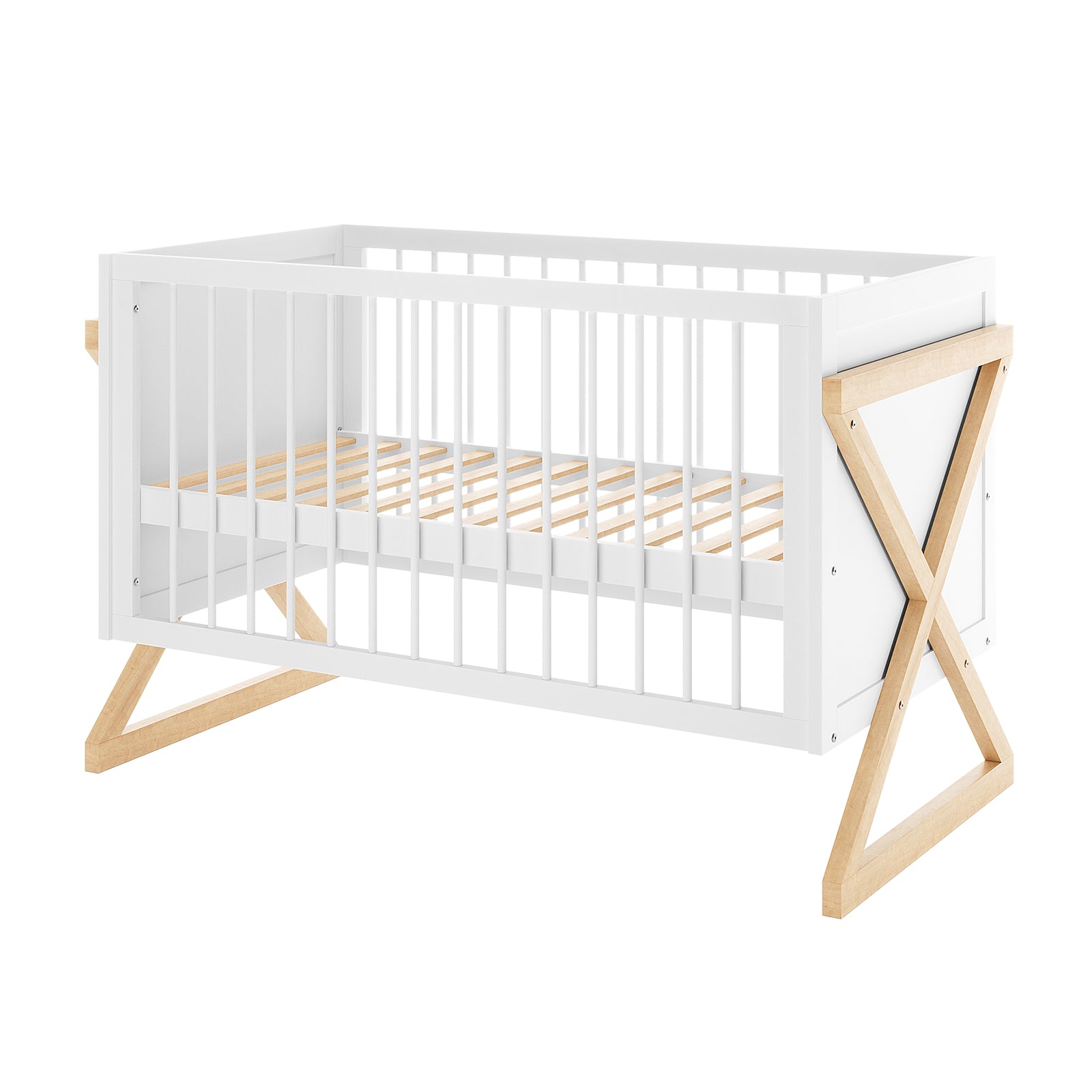 Aldwin Solid Wood Adjustable Baby Cot in White Natural – Luxo Living
