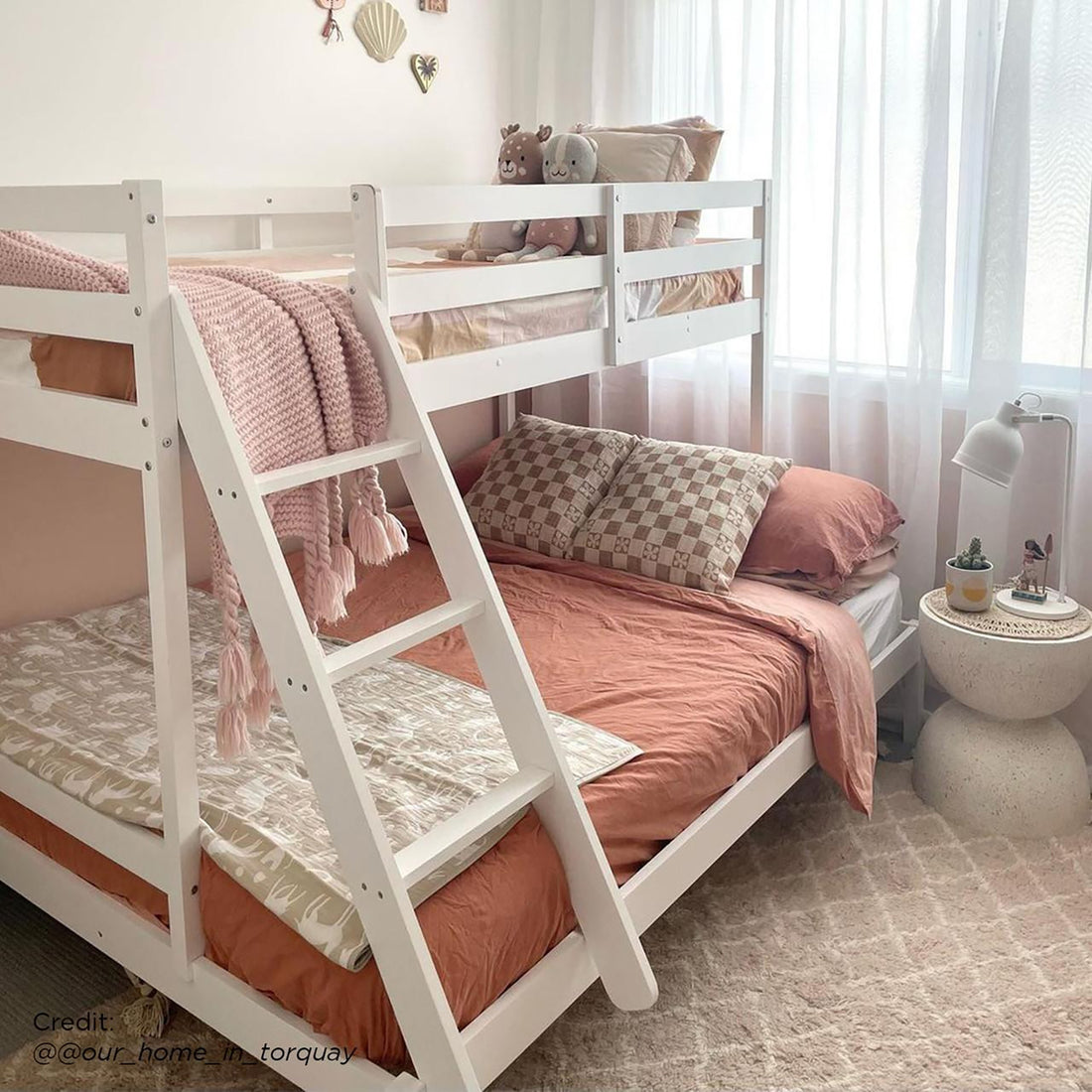 Antonia Solid Pine Wood Triple Bunk Bed in White – Luxo Living