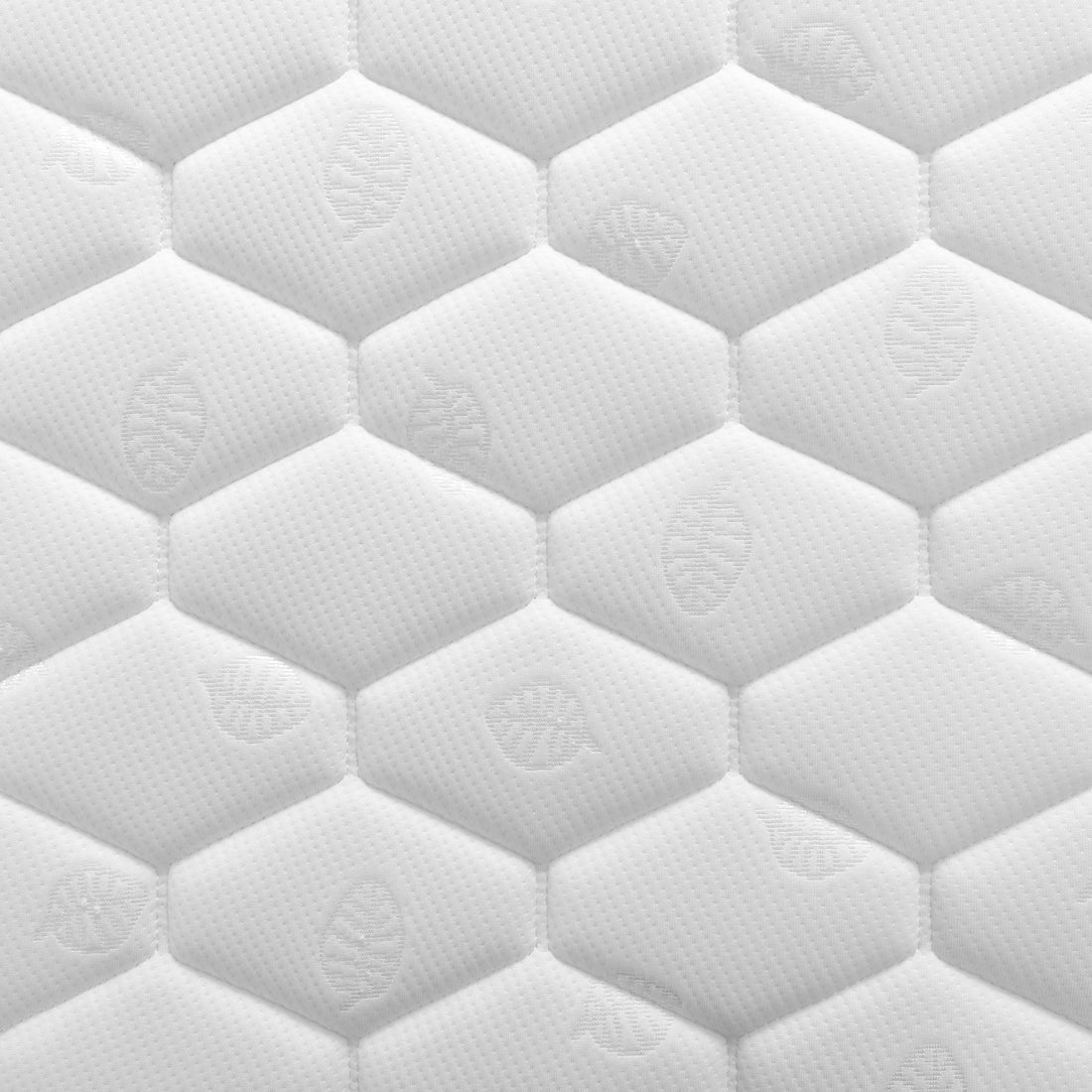 Close-up of Aron Bunk Bed with Thermis Mattress - White, showcasing its quilted, hexagonal, leaf-embossed fabric surface, highlighting its comfort and durability for a child's bedroom setup.