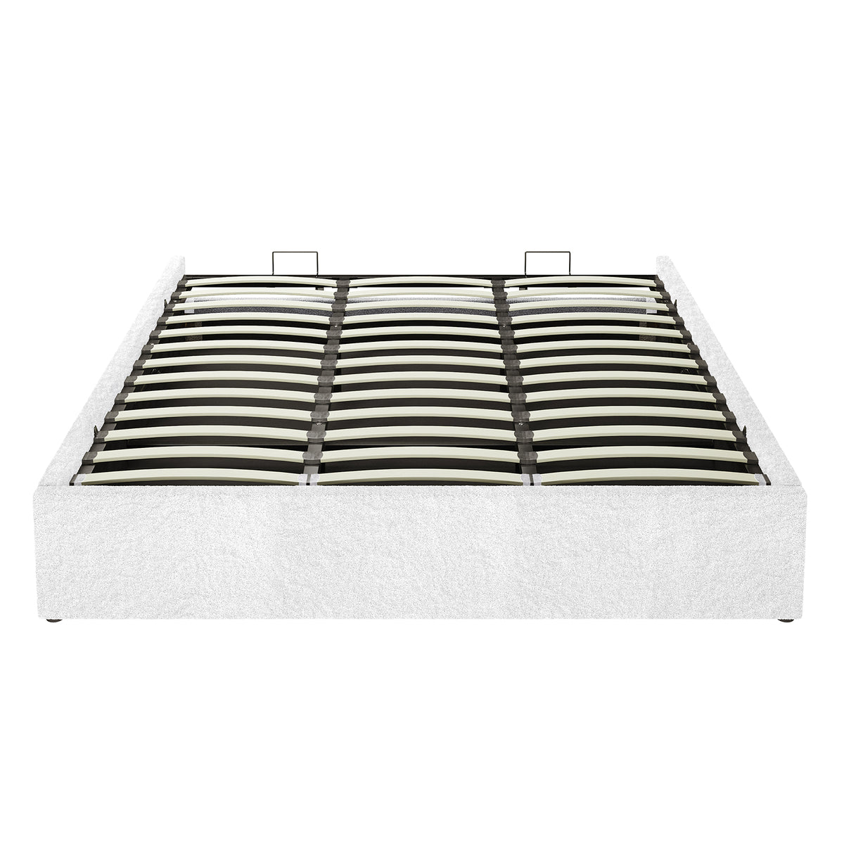 Fabia Boucle Fabric Gas Lift Storage Bed Base - King - Cream White