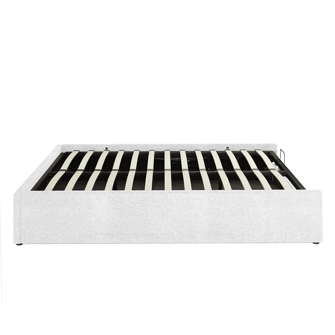 Fabia Boucle Fabric Gas Lift Storage Bed Base - King - Cream White