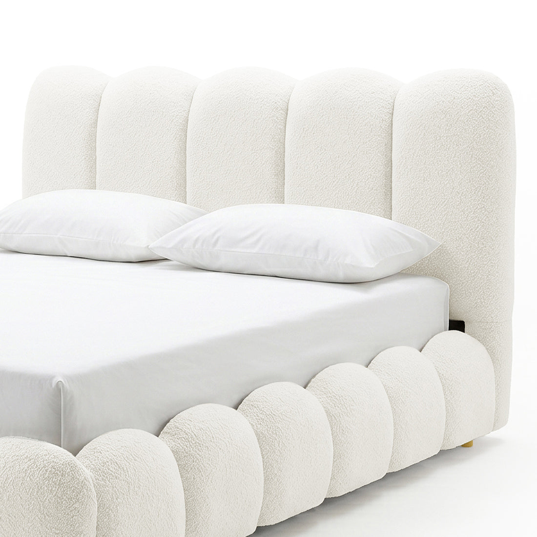 Brent Queen Gas Lift Bed in Cream White