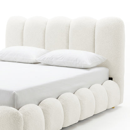 Brent Queen Gas Lift Bed in Cream White