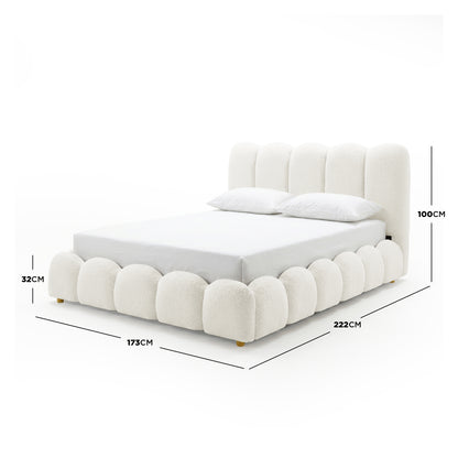 Brent Queen Gas Lift Bed in Cream White