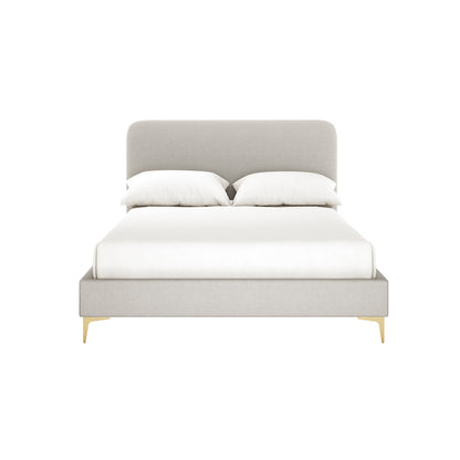 Cammie Linen Fabric Bed Frame - Grey Double