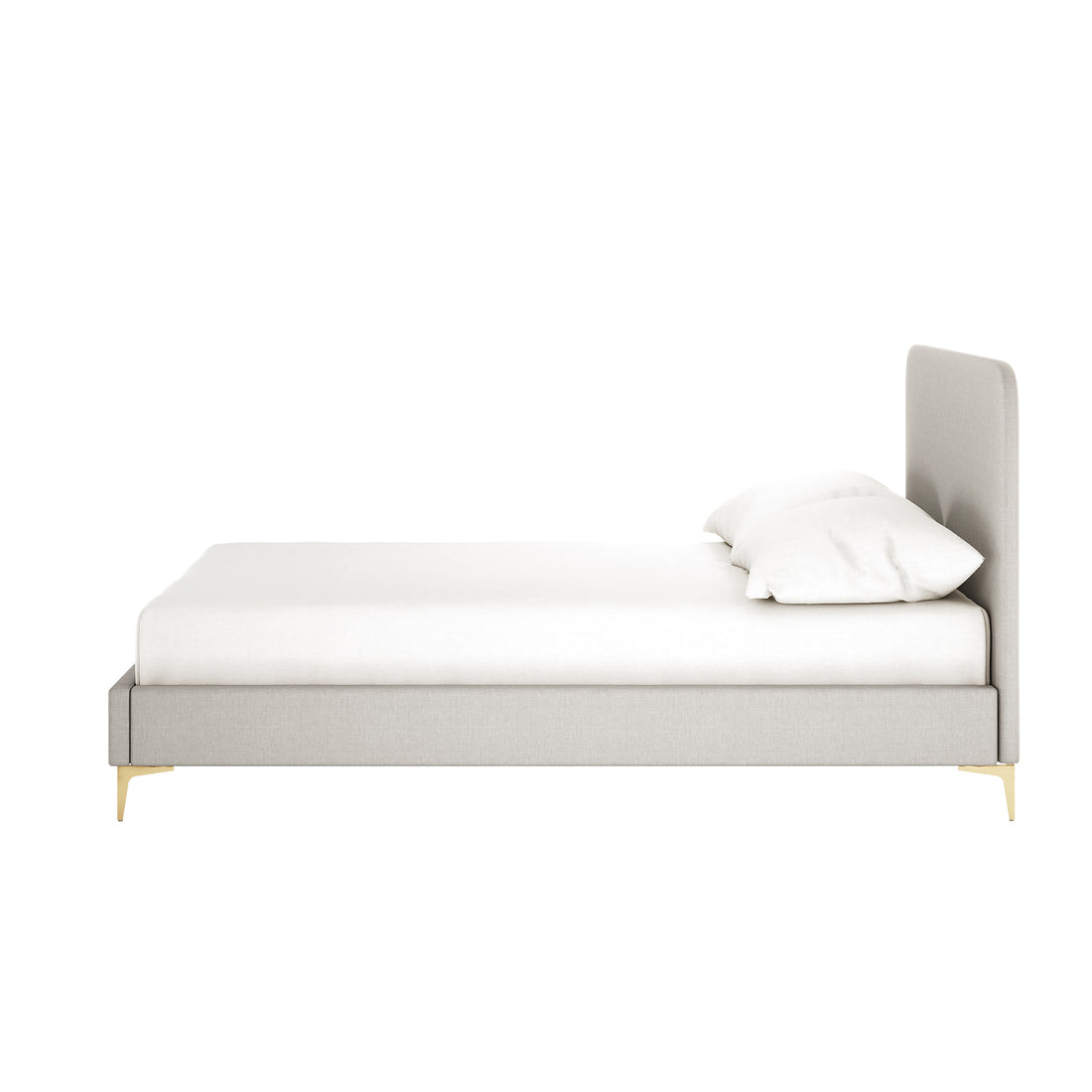 Cammie Linen Fabric Bed Frame - Grey Double