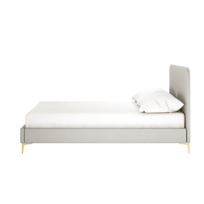 Cammie Linen Fabric Bed Frame - Grey Double
