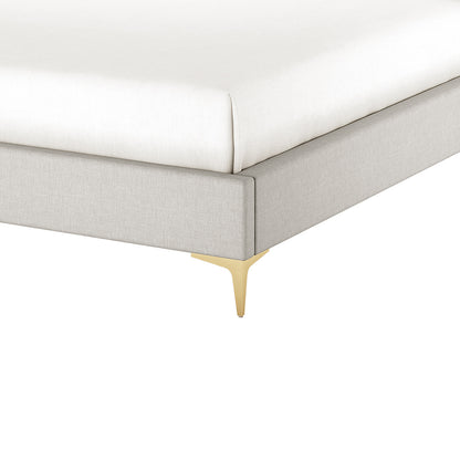 Cammie Linen Fabric Bed Frame - Grey Double