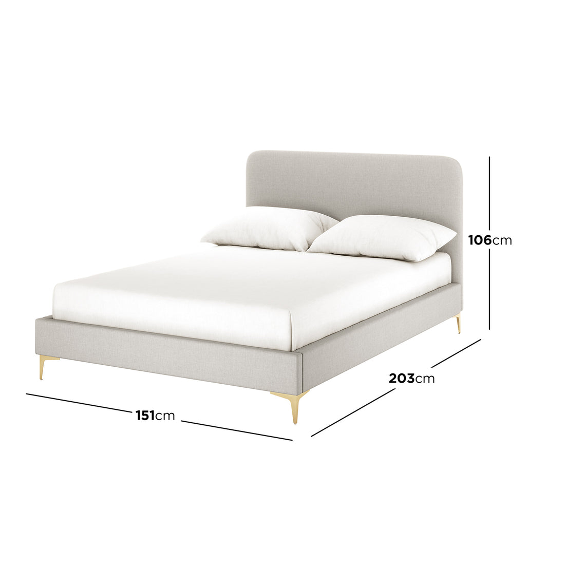 Cammie Linen Fabric Bed Frame - Grey Double