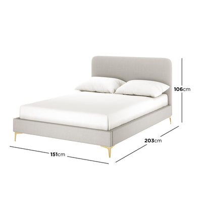 Cammie Linen Fabric Bed Frame - Grey Double