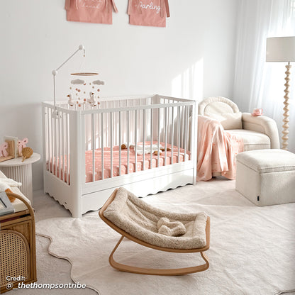 Cherish Natural Pine Wood Cot with Storage Drawer White