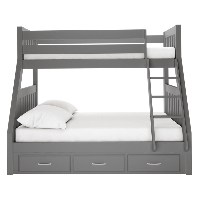 Cornelia Solid Wood Triple Bunk Bed with Storage in Grey