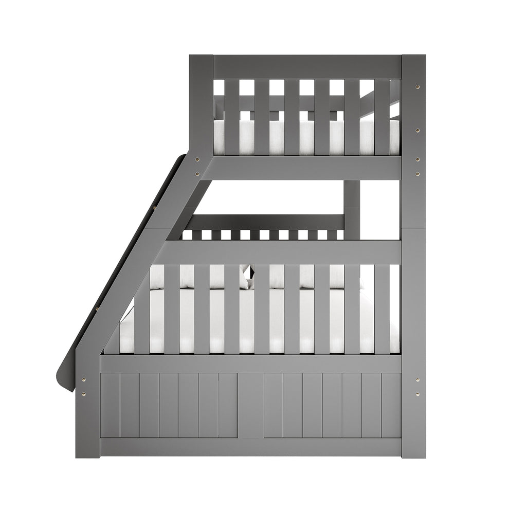Cornelia Solid Wood Triple Bunk Bed with Storage in Grey