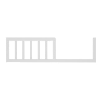 Damaris & Giro Solid Pine Baby Cot with Convertible Rail Set White features a white safety rail section with a horizontal bar, vertical slats, and an upright post for secure toddler bed conversion.