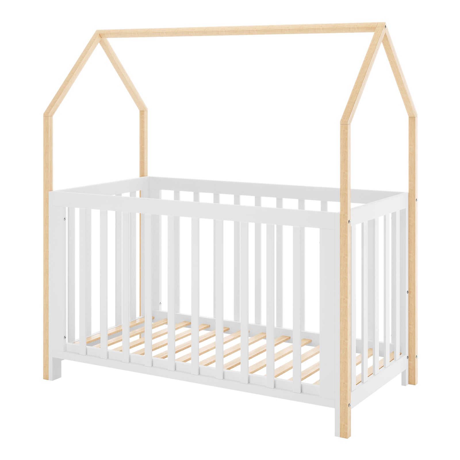 Damaris Adjustable Solid Wood Baby Cot in White Natural – Luxo
