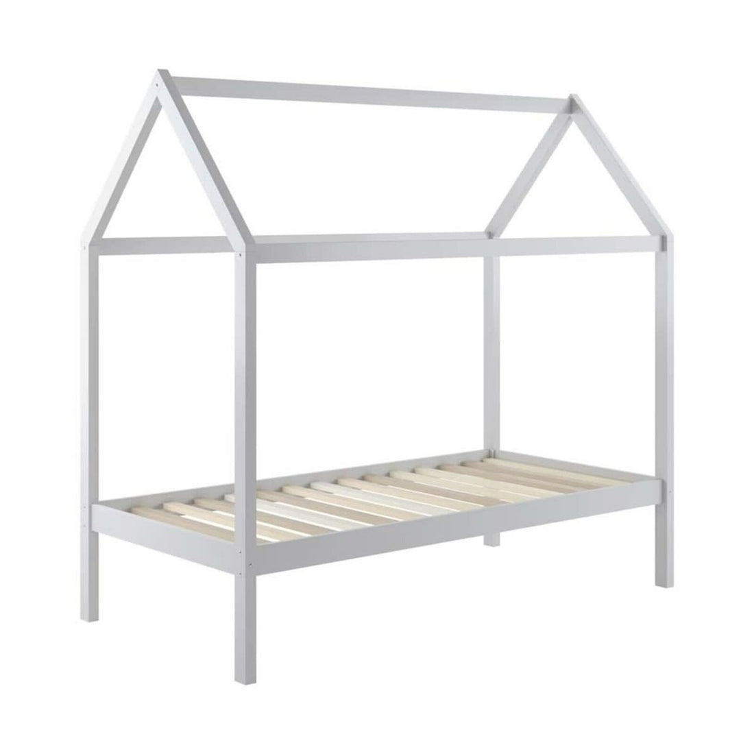 Doris Kids Single Solid Pine House Bed Frame in White