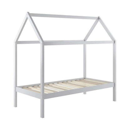 Doris Kids Single Solid Pine House Bed Frame in White