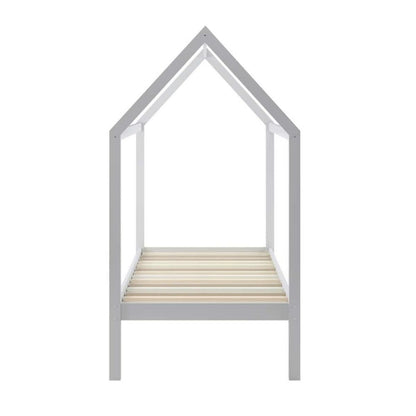 Doris Kids Single Solid Pine House Bed Frame in White
