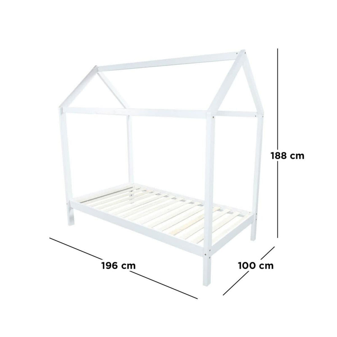 Doris Kids Single Solid Pine House Bed Frame in White