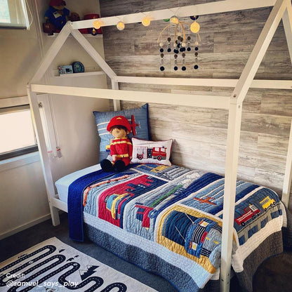 Doris Kids Single Solid Pine House Bed Frame in White