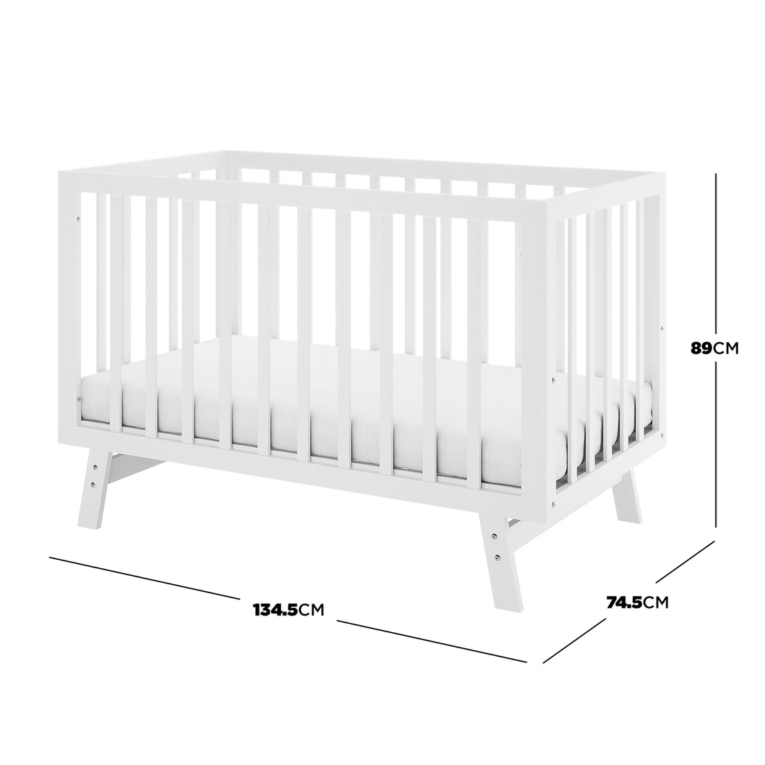 Eudora Classic Solid Wood Baby Cot in White – Luxo Living