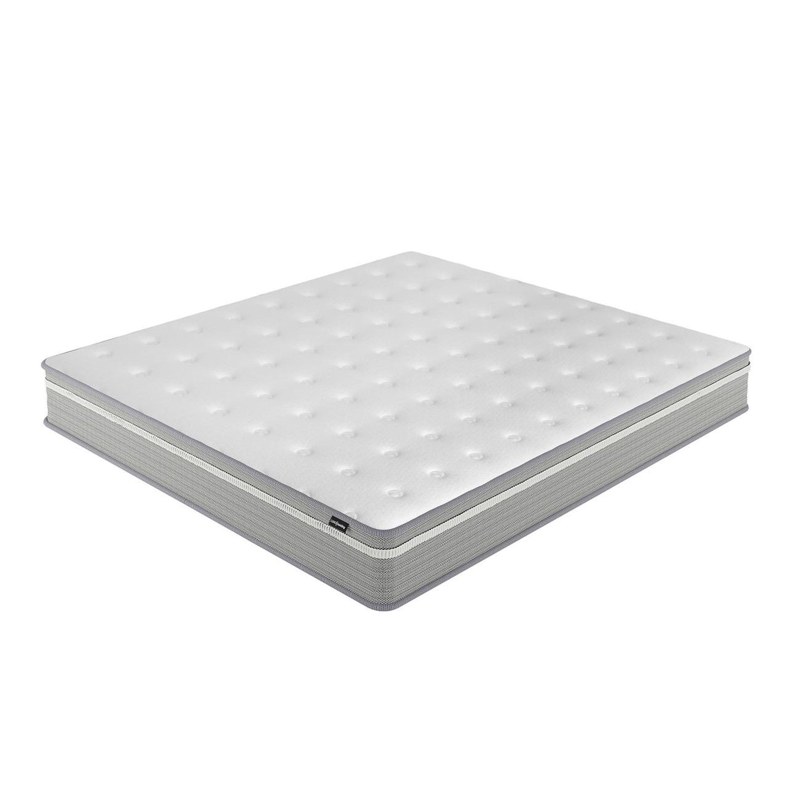 Ginnie Boucle Bed & Oriona Mattress - King Cream, featuring a plush curved headboard with bouclé fabric and a supportive 25cm cool gel pocket spring mattress, displayed on a white background.