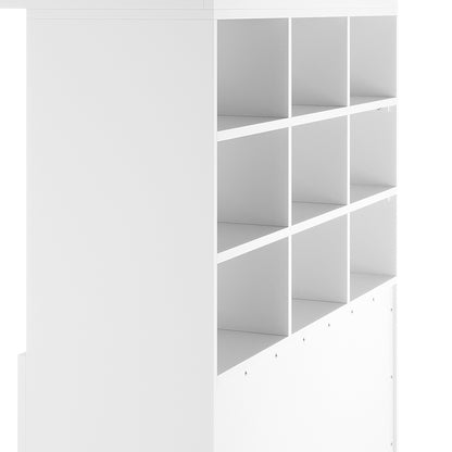 Gio Loft Bed with Cabinet and Desk - White