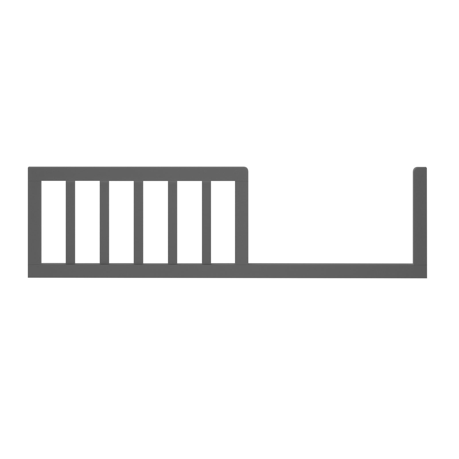 Giro Solid Pine Toddler Bed Rail Kit Grey features an L-shaped matte gray metal rail with vertical slats, designed for easy and secure cot-to-toddler bed conversion.