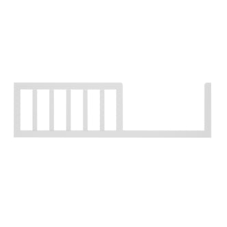 Giro Solid Pine Toddler Bed Rail Kit - White, featuring a safety-rail panel with vertical slats and an open section, designed for easy attachment to a cot or toddler bed for added security.