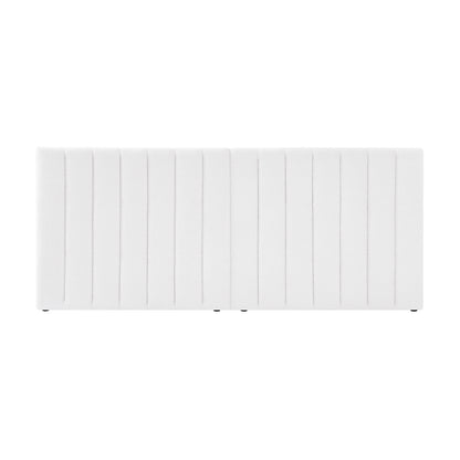 Aquila & Fabia Bed Package - Cream White Queen features a modern, rectangular headboard with vertical tufting, mounted on short feet, creating a luxurious focal point for any bedroom.
