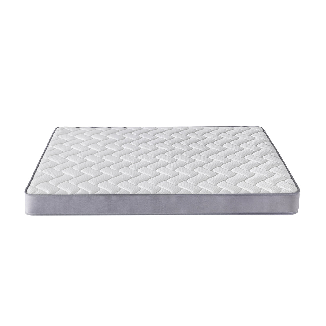 Harel & Vesta Slide Bunk Bed & Vesta Mattress Set in Natural; features a quilted white mattress with wave-pattern stitching, light gray side panels, showcasing a foam or hybrid sleep surface.