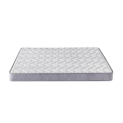 Harel & Vesta Slide Bunk Bed & Vesta Mattress Set in Natural; features a quilted white mattress with wave-pattern stitching, light gray side panels, showcasing a foam or hybrid sleep surface.
