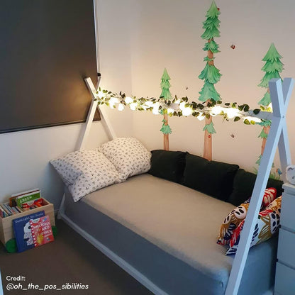 Helena Kids Single Solid Pine Teepee Bed Frame in White