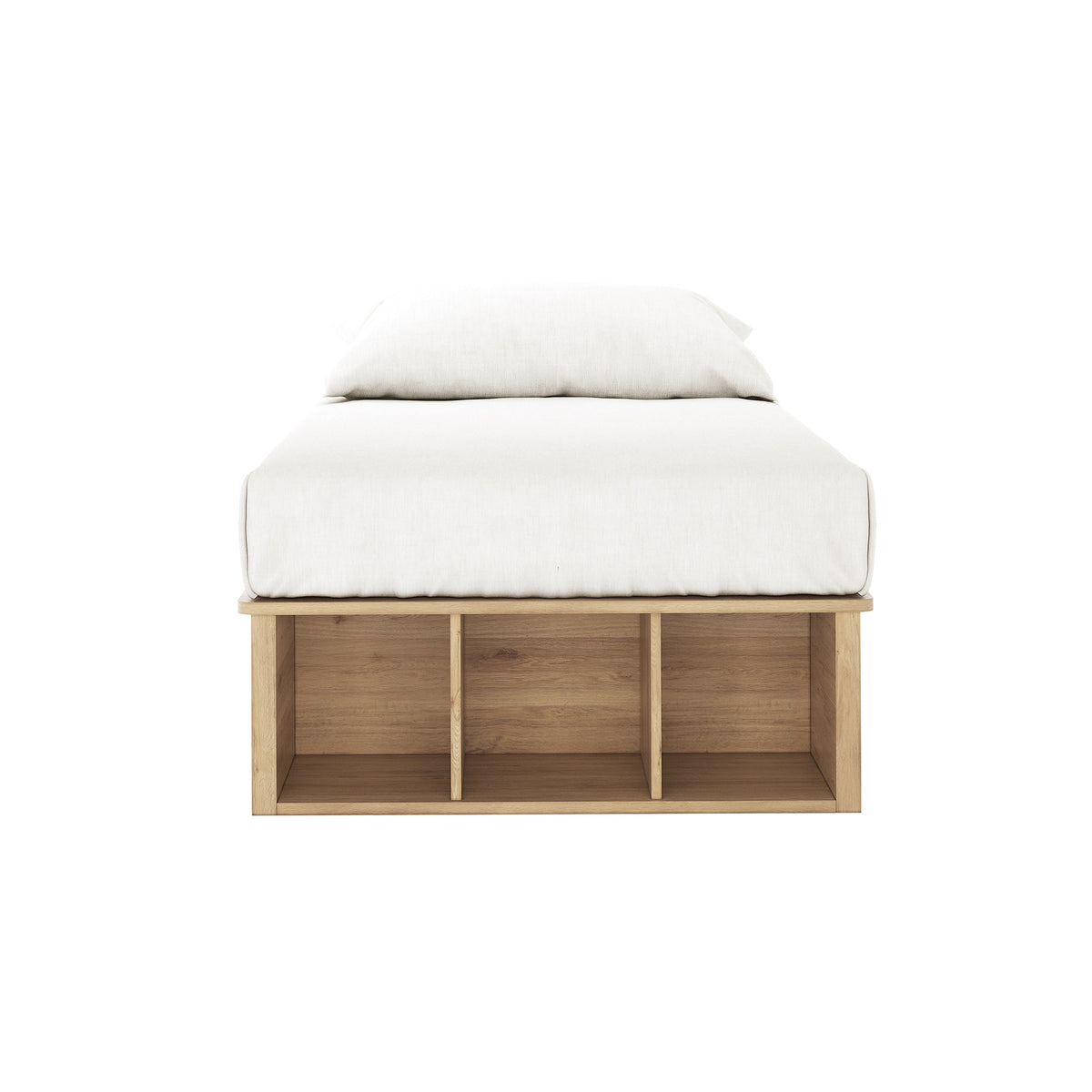 Single Base Herais Single Platform Bed Base with Storage in Oak