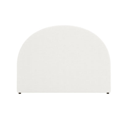 Florus Boucle Double Upholstered Round Bed Headboard - Cream White features a low-profile, arch-topped design in textured fabric, supported by dark feet, adding modern elegance and comfort to any bedroom.