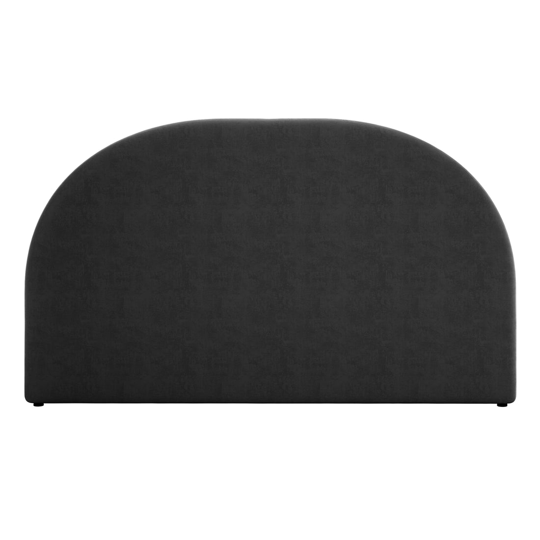 Florus King Arched Boucle Fabric Headboard in Black, featuring a gently rounded top, straight sides, and small feet. Upholstered in dark-gray fabric, offering a modern, sophisticated centerpiece for your bedroom.